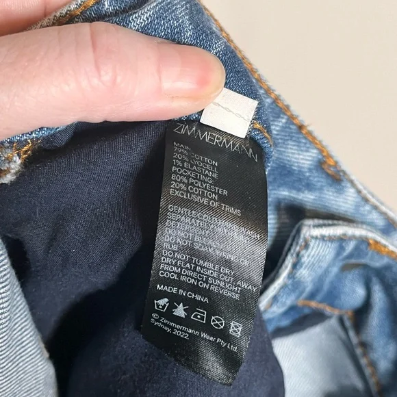 ZIMMERMAN Light Blue Denim Straight Leg Jeans Size 24 non distressed designer - Picture 4 of 6